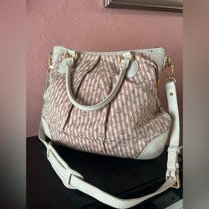 Louis Vuitton Pink x White Mini Lin Croisette Marina Bag with Strap.